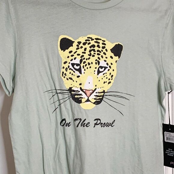 Wildfox On the Prowl Keke Graphic Aqua Gray Tee - Picture 4 of 6